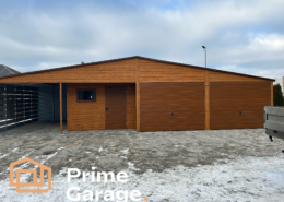 Garaż: szer: 12m x dł: 6 m jasny złoty dąb + wiata