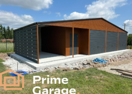 Garaż: szer: 14m x dł: 6 m ciemny złoty dąb + wiata