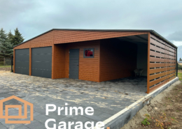 Garaż: szer: 12m x dł: 7 m ciemny złoty dąb + wnęka + wiata